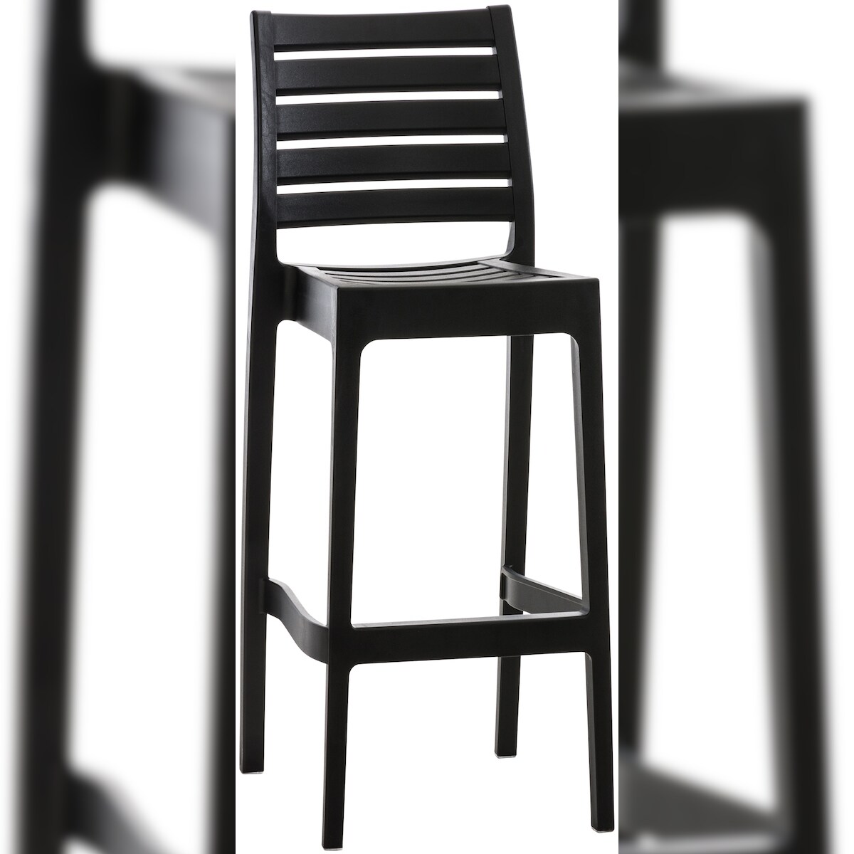 DELUKE Barhocker TURAM - Kunststoff Schwarz 45x51x105 cm | Barstuhl Mit Lehne Tresenhocker Tresenstuhl Kneipenhocker Kneipenstuhl Image