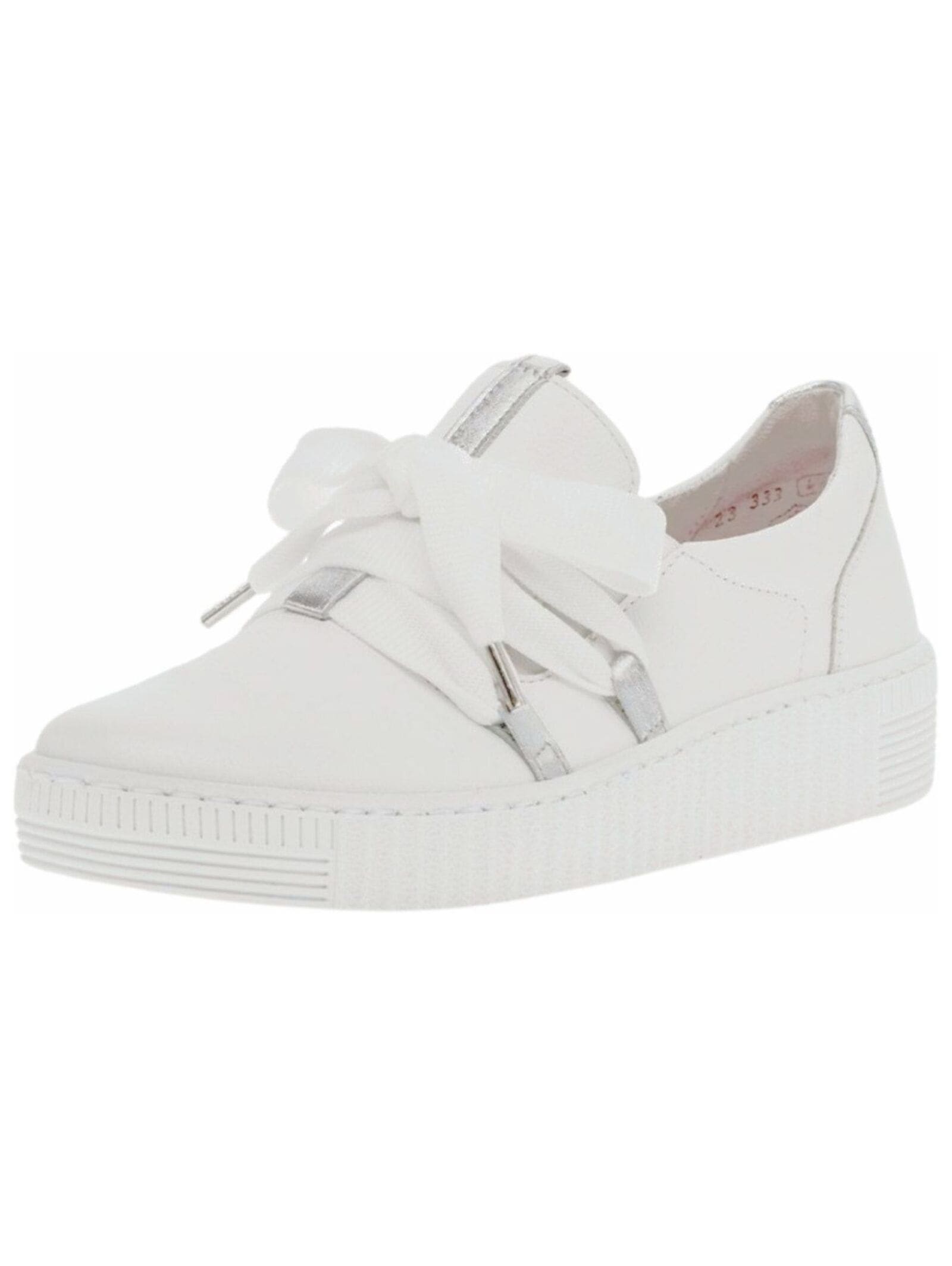 Sneaker GABOR "Gabor Sneaker Leder", Damen, Gr. 37, silber (weiß, silber), Leder, Schuhe Sneaker