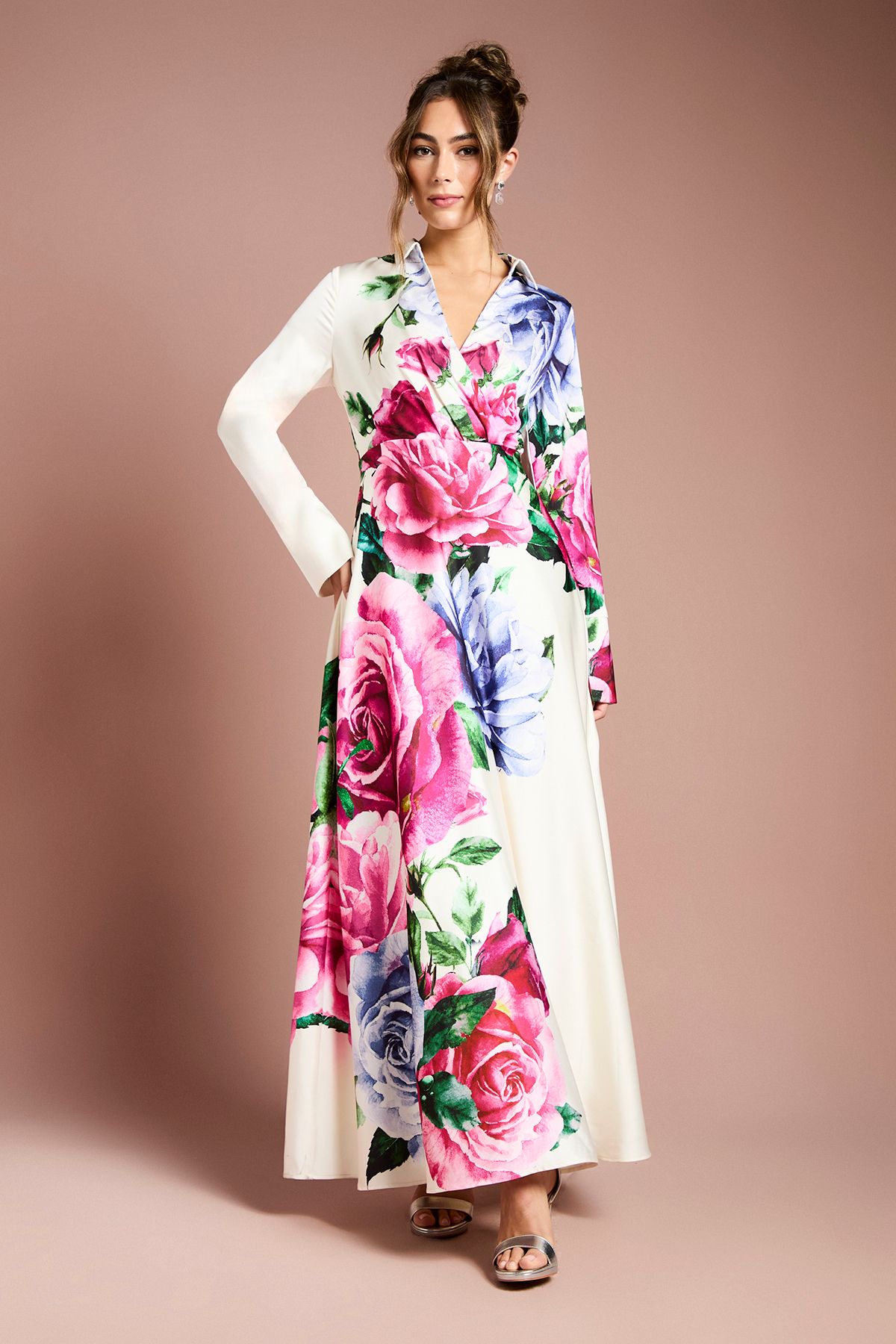 Coast Womens Placement Print Wrap Front Gown - White - Size 10 UK | Coast Sale | Discount Designer Brands