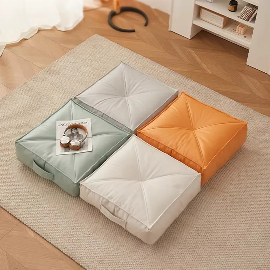 Kissen, Futon, Tatami-Boden, Fußhocker, Erkerfensterkissen, gepolstertes Kissen, Kissen, kleine Bank, quadratisch, rund, niedriger Hocker