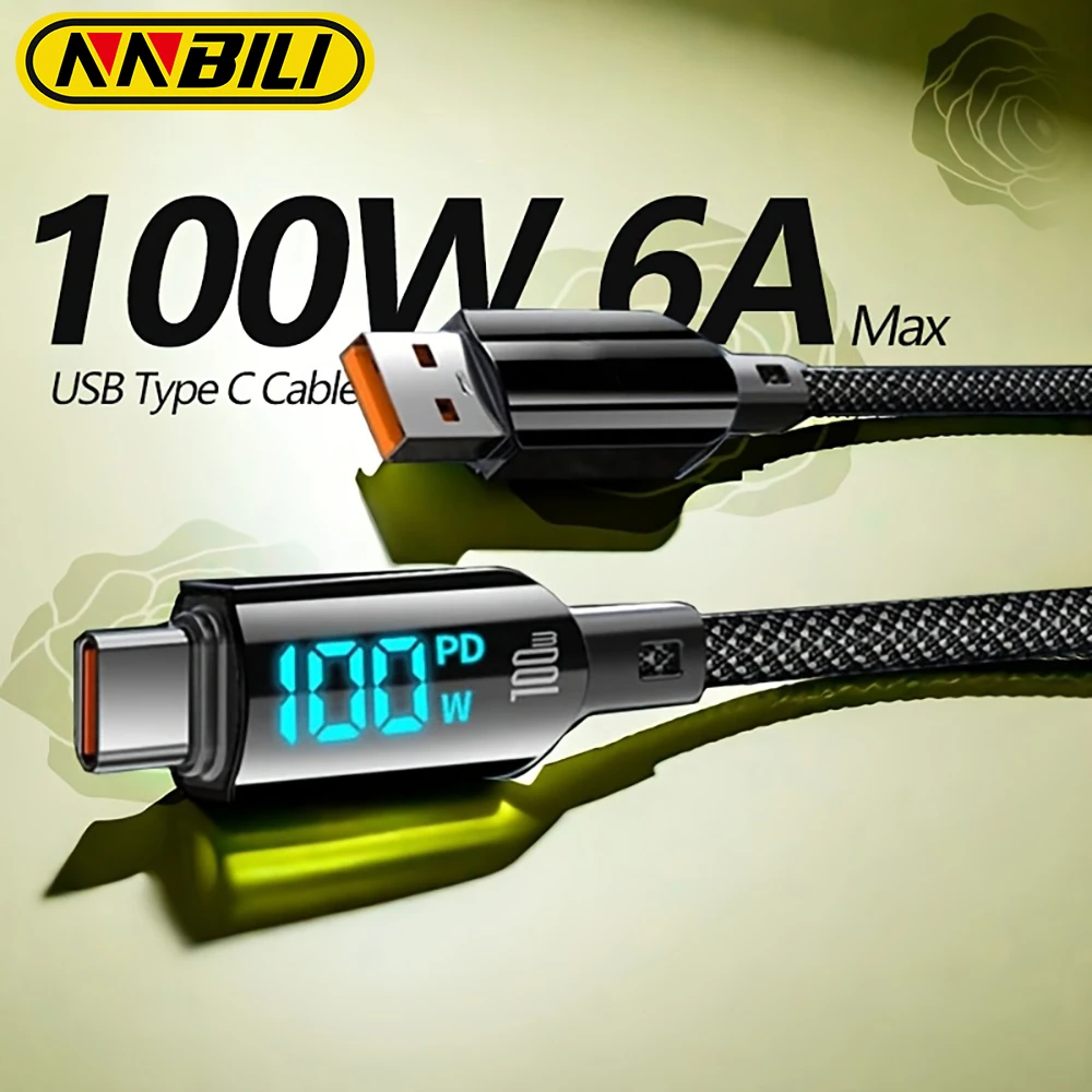 NNBILI 100 W 6A USB Typ C Schnellladekabel für Samsung Xiaomi Huawei PD 60 W C bis C für iPhone 15 16 Schnellladedatenkabel Image