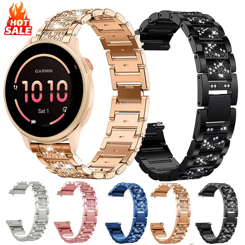 22 mm 20 mm Diamantband für Garmin Vivoactive 6 4 5 3/Venu 2 3 Metallarmband für Garmin Forerunner 970 570 255 245 645 235 965 Image