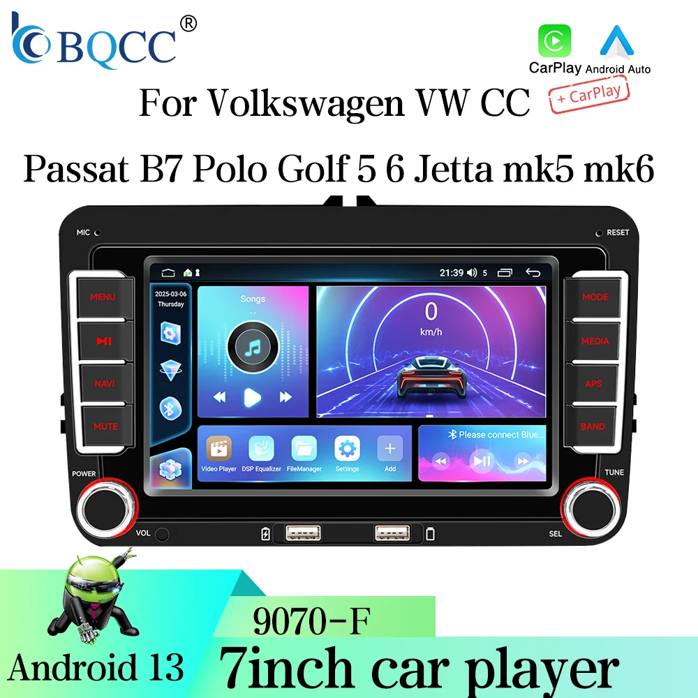BQCC 7'' 2DIN Auto Media Video RDS Airplay Autoradio CarPlay Android Auto Audio Stereo für Volkswagen/SEAT/Skoda/Passat/Golf/Polo Image