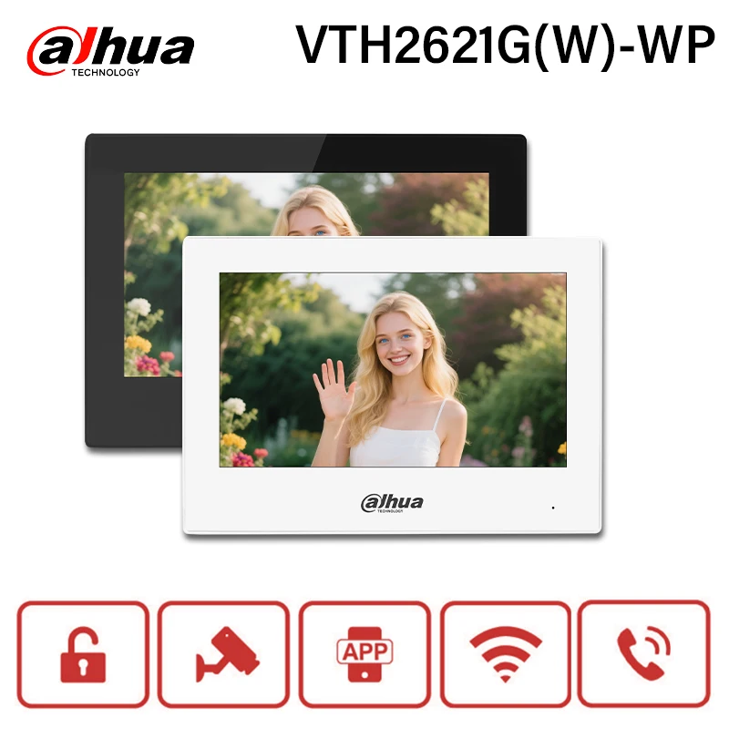 Dahua IP & Wi-Fi Innenmonitor Weiß VTH2621GW-WP Schwarz VTH2621G-WP Video-Gegensprechanlage 7-Zoll-PoE-Bildschirm IP-Kameramonitor Volldigital Image