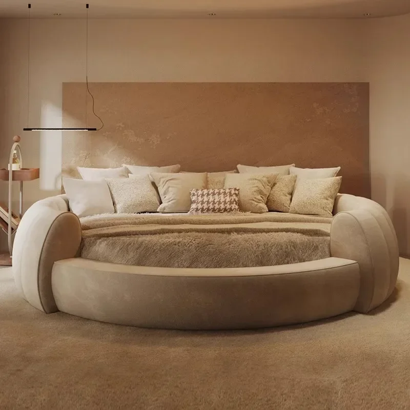 Funky Büro-Creme-Bett, King-Size-Bett, amerikanisches Master-Design, Schlafzimmerbett, Wohnung, japanische Muebles Para El Hogar, einzigartige Möbel Image