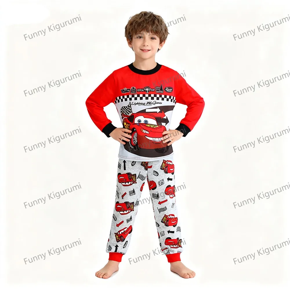 Pyjama Disney en coton pour enfants, vêtements de nuit pour bébés, ensemble de vêtements pour enfants, vêtements de détente pour garçons et filles, Mickey Minne Mcqueen