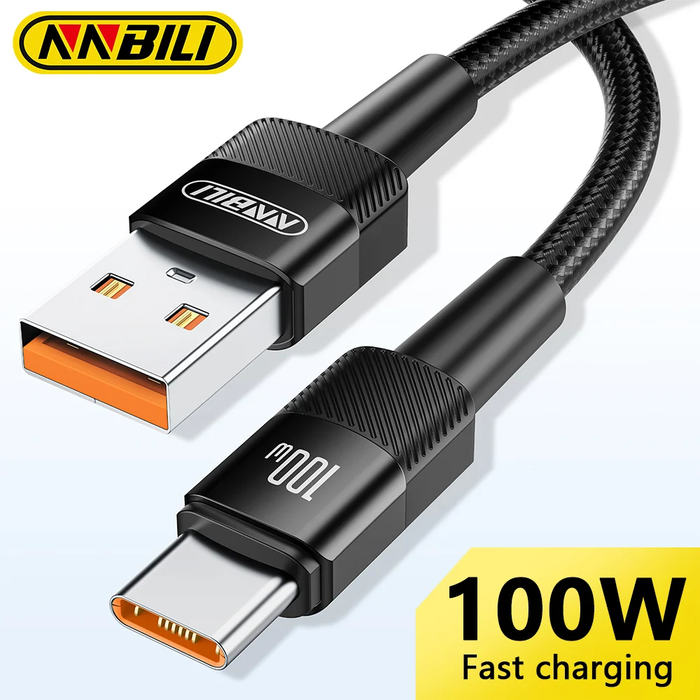 Nnbili 100w 6a usb c schnell lade daten usb kabel typ c für huawei honor oneplus realme xiaomi samsung usb a zu c telefonkabel Image