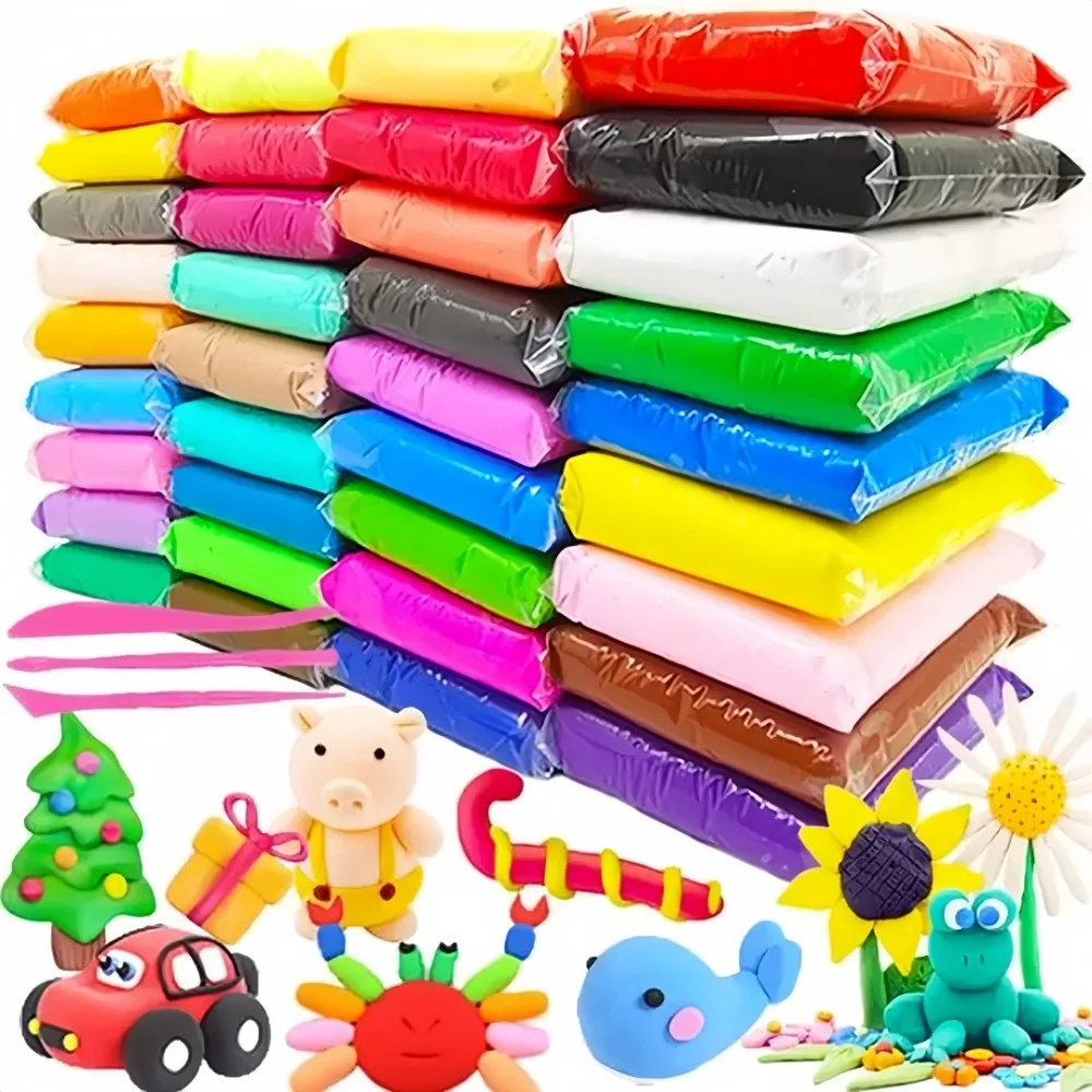 Ensemble de bricolage en argile Ultra légère pour enfants, 36 couleurs, argile à modeler sèche à l'air Super douce pour jouets de bricolage, fournitures d'art amusantes pour enfants de la maternelle