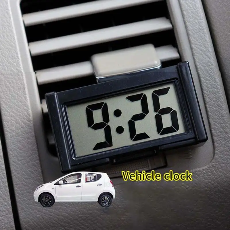 Mini-Autouhr, selbstklebende Digitaluhren mit LCD-Zeitanzeige, Tagesanzeige, großer Bildschirm, Auto-Armaturenbrett, elektronische Uhr, Dekorationen Image