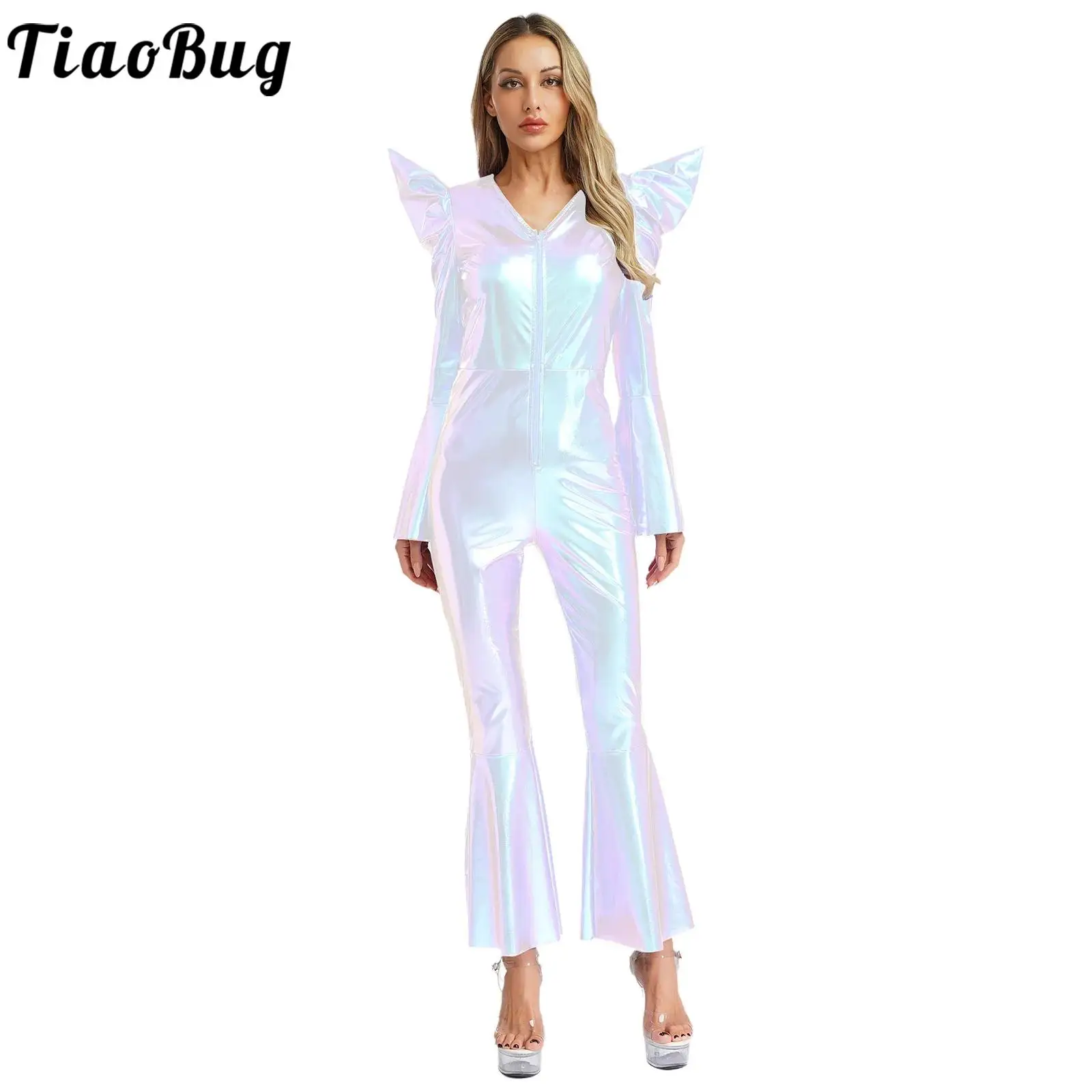 Frauen 70er Jahre Disco Overall Retro Hippie Musik Festival Cosplay Kostüm Halloween Party Kostüm Jazz Dance Wear Hippie Strampler