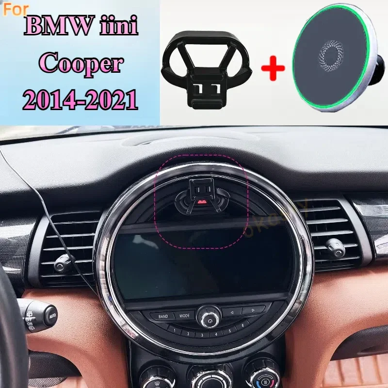 Für BMW Mini Cooper F55 F56 F60 2014 2015 2016 -2021 Magnetische Auto Telefon Halter 15W Drahtlose Lade Telefon stehen MagSafe Basis