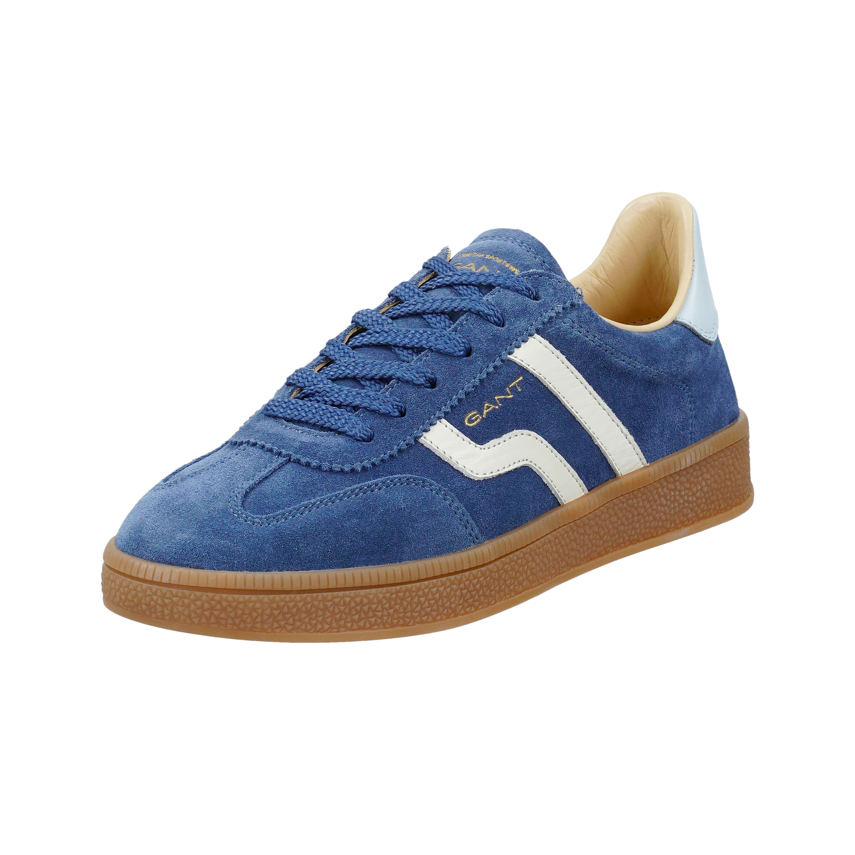 Sneaker GANT "Cuzima", Damen, Gr. 37, blau, leuchtendes blau, Leder, Veloursleder, colorblocking, Schuhe Sneaker, Retro Sneaker, Schnürschuh mit Lederinnensohle