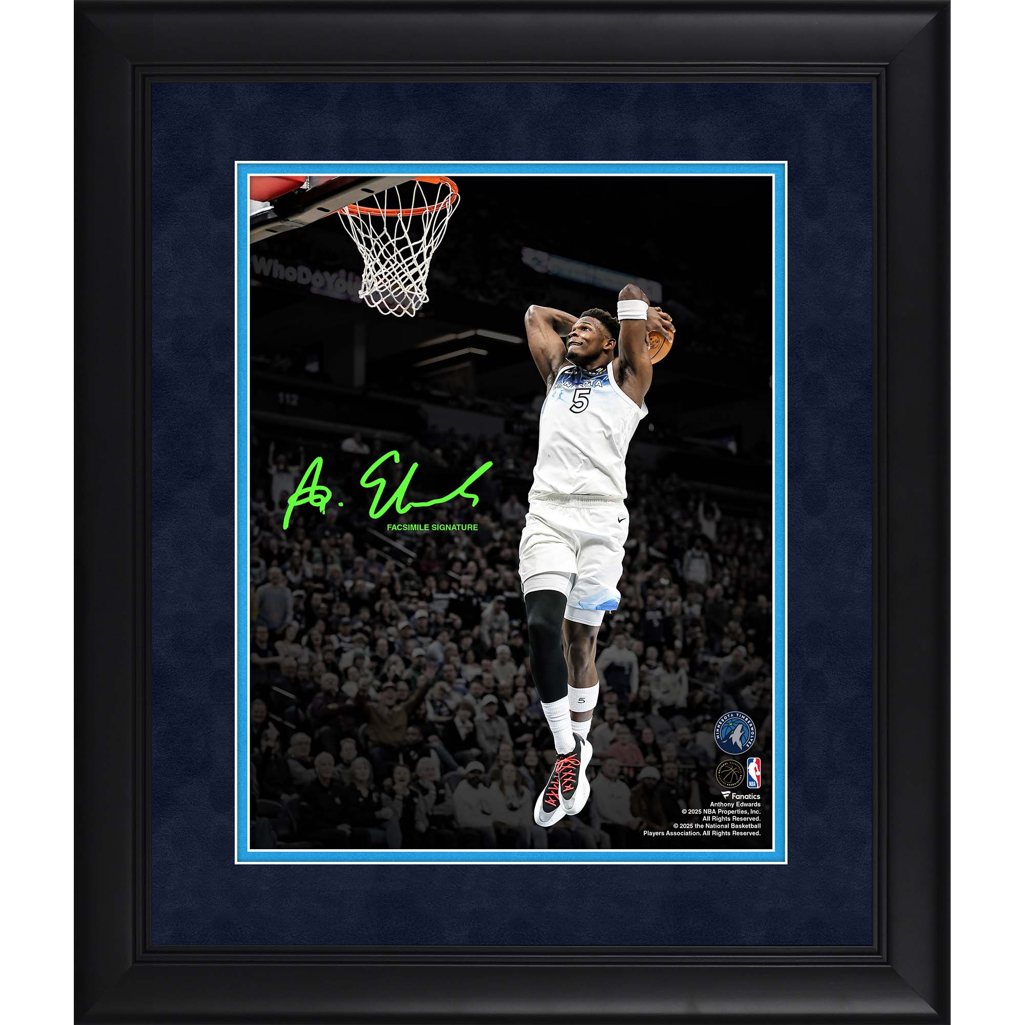 Faksimile-Unterschrift von Anthony Edwards (Minnesota Timberwolves), gerahmtes 11" x 14" Spotlight-Foto Image