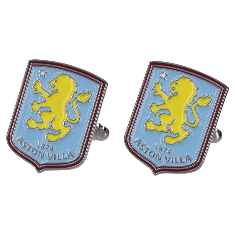 Aston Villa Manschettenknöpfe mit farbigem Wappen in Geschenkbox Image