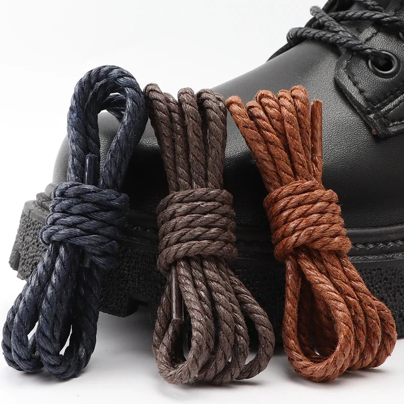 Runde Schnürsenkel wachsen wasserdichte Baumwoll schnürsenkel für Stiefel lässig Leder Unisex Schnürsenkel Twist Schuhspitze accesorios Image