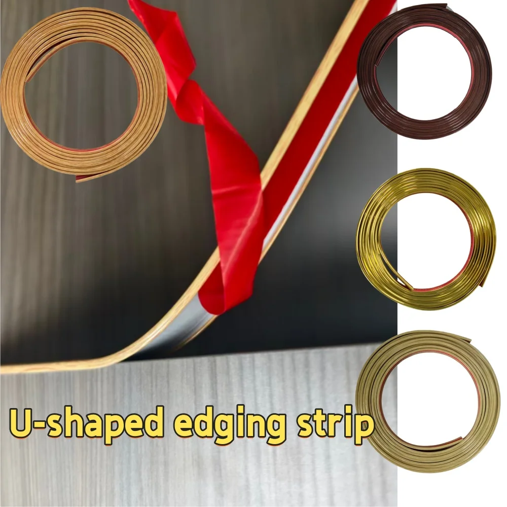 1 Rolle 5 m x 1,8 cm selbstklebender U-förmiger Kantenstreifen, PVC-Schrankkantenstreifen, geeignet für Kleiderschrank- und Desktop-Kantenschutz