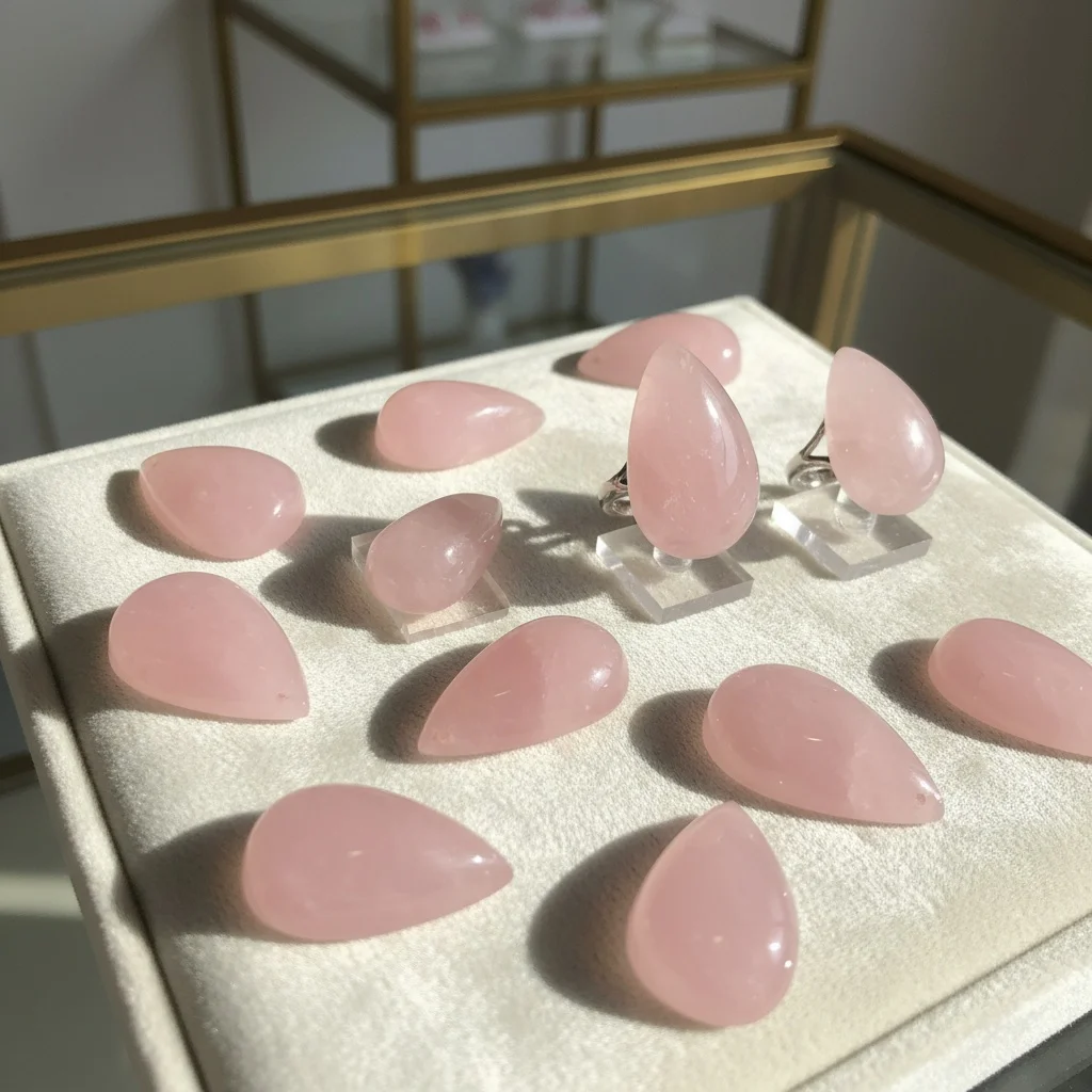 1 Stück natürlicher Rosenquarz-Anhänger, handgefertigter Anhänger, tropfenförmiger Schmuck für Damen, Muttertagsgeschenk, Alltags- und Urlaubskleidung Image