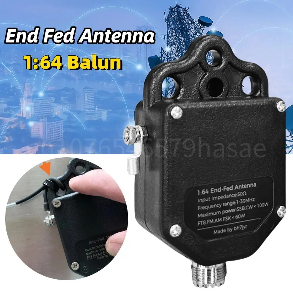 1:64 Balun 4-Band 8-Band End-Speed-Antenne, Kunststoffbereich 1 MHz bis 30 MHz, 100 W Leistung für Halbwellen-Radioantenne im Freien Image