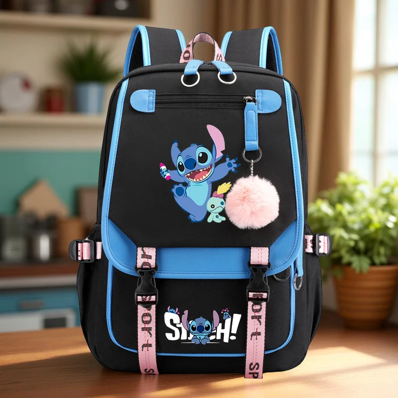 Sac à dos Stitch – Sac d'école Oxford léger de grande capacité avec bretelles réglables pour usage décontracté, voyage, sac à dos pour l'école