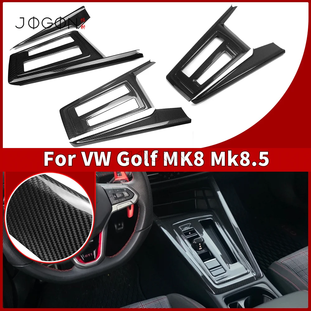 RHD&LHD Für VW Golf 8 MK8 GTE GTI GTD 2020-2025 Real Carbon Fiber Auto Interior Center Gear Shift Panel Taste Rahmen Stick-on Image