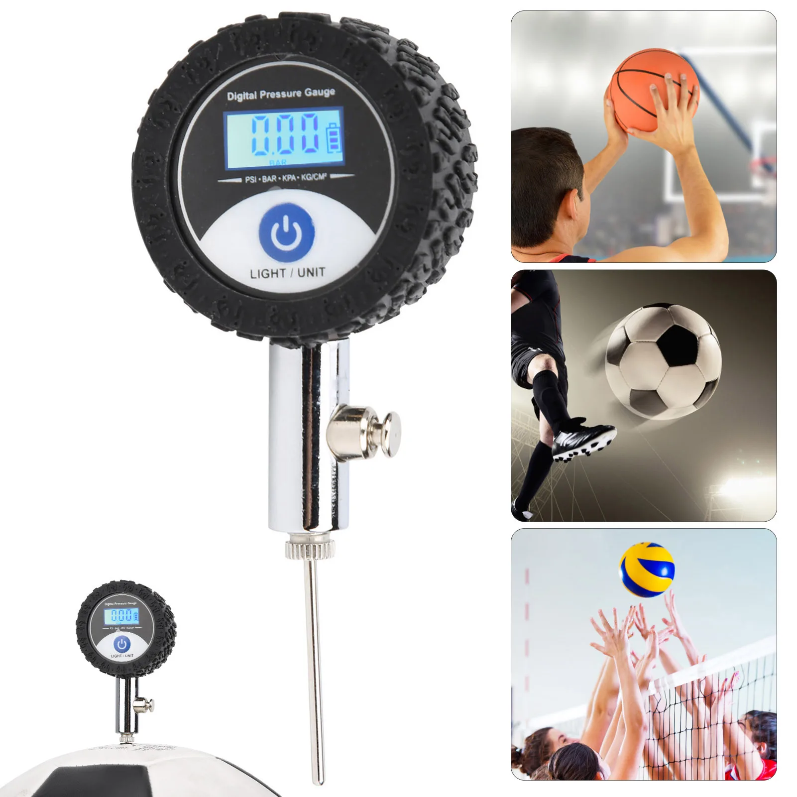 Fußball Volleyball Basketball Barometer Mini Fußball Ball Manometer Volleyball Basketball Barometer mit Digitalanzeige Image