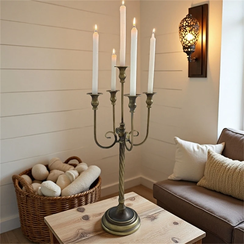 Retro Candlestick Halter Iron Metal Taper Kerzenhalter Dekorative Kerzenständer Heimdekorationen für Küchentisch JOMD Image