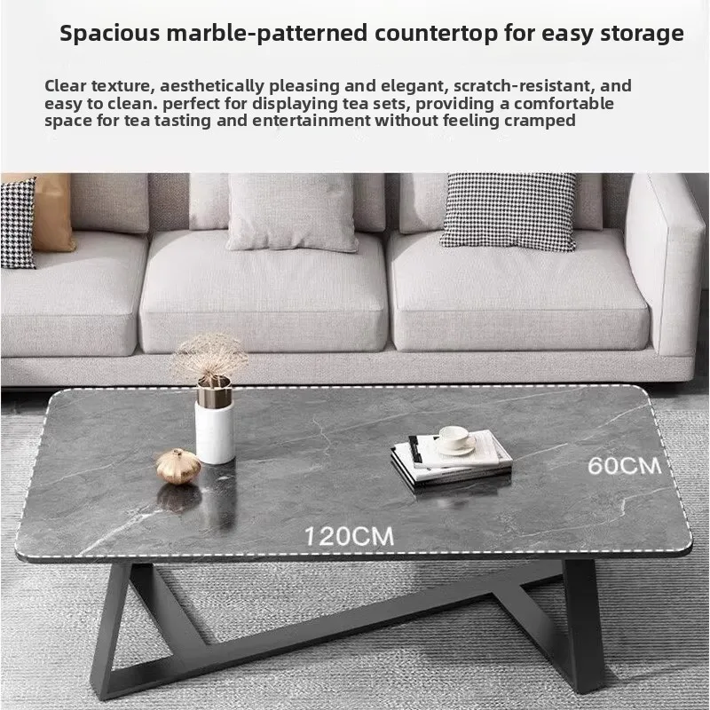Couchtisch, italienischer leichter Luxus-Wohnzimmer-Sofa-Teetisch, Marmormuster, kleiner niedriger Tisch, kleiner Wohnungstisch