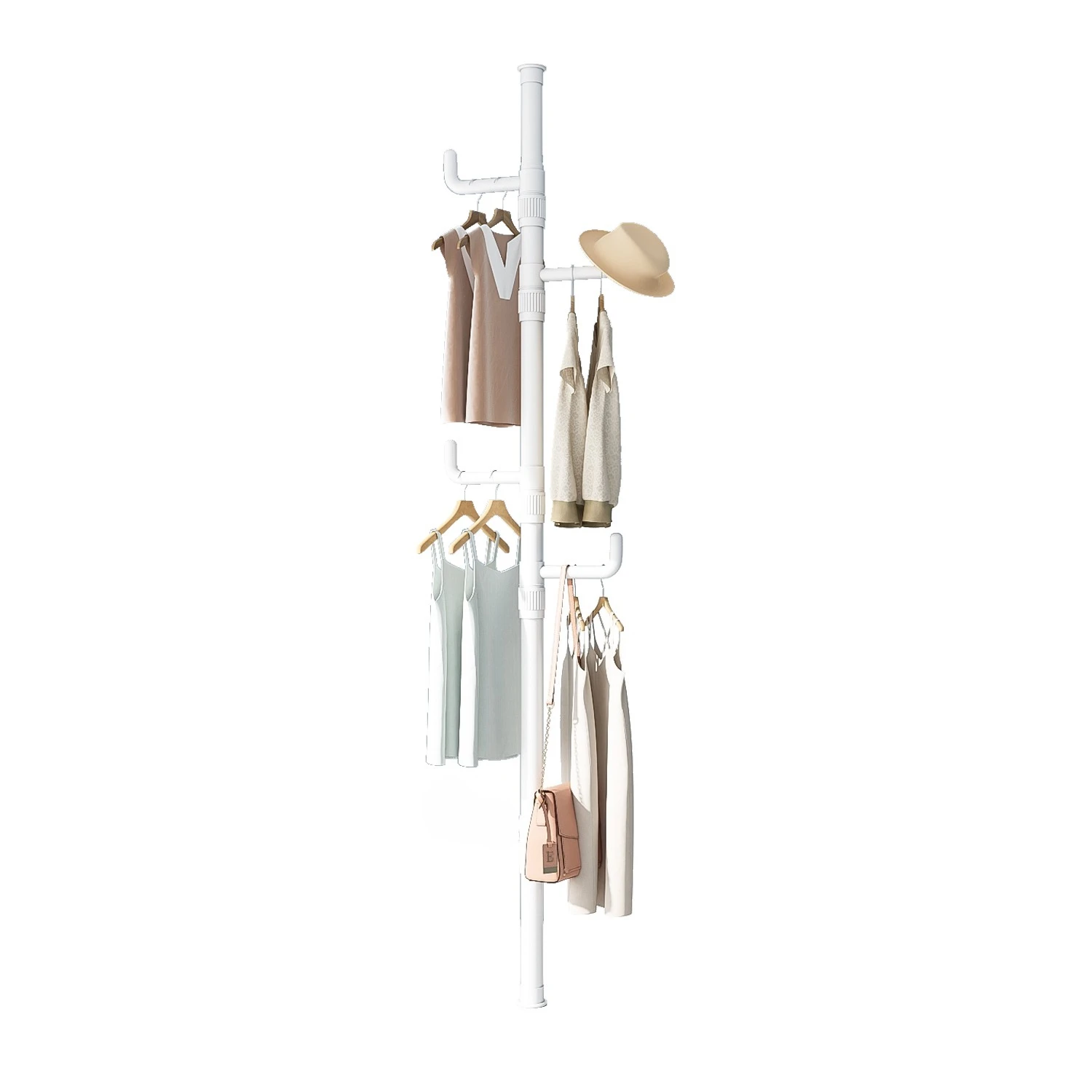 Kleiderstange, aufrechter Kleiderbügel für den Hausgebrauch, vertikal höhenverstellbar, Kohlenstoffstahlmaterial, lichtbeständig, rostfrei, Schlafzimmer