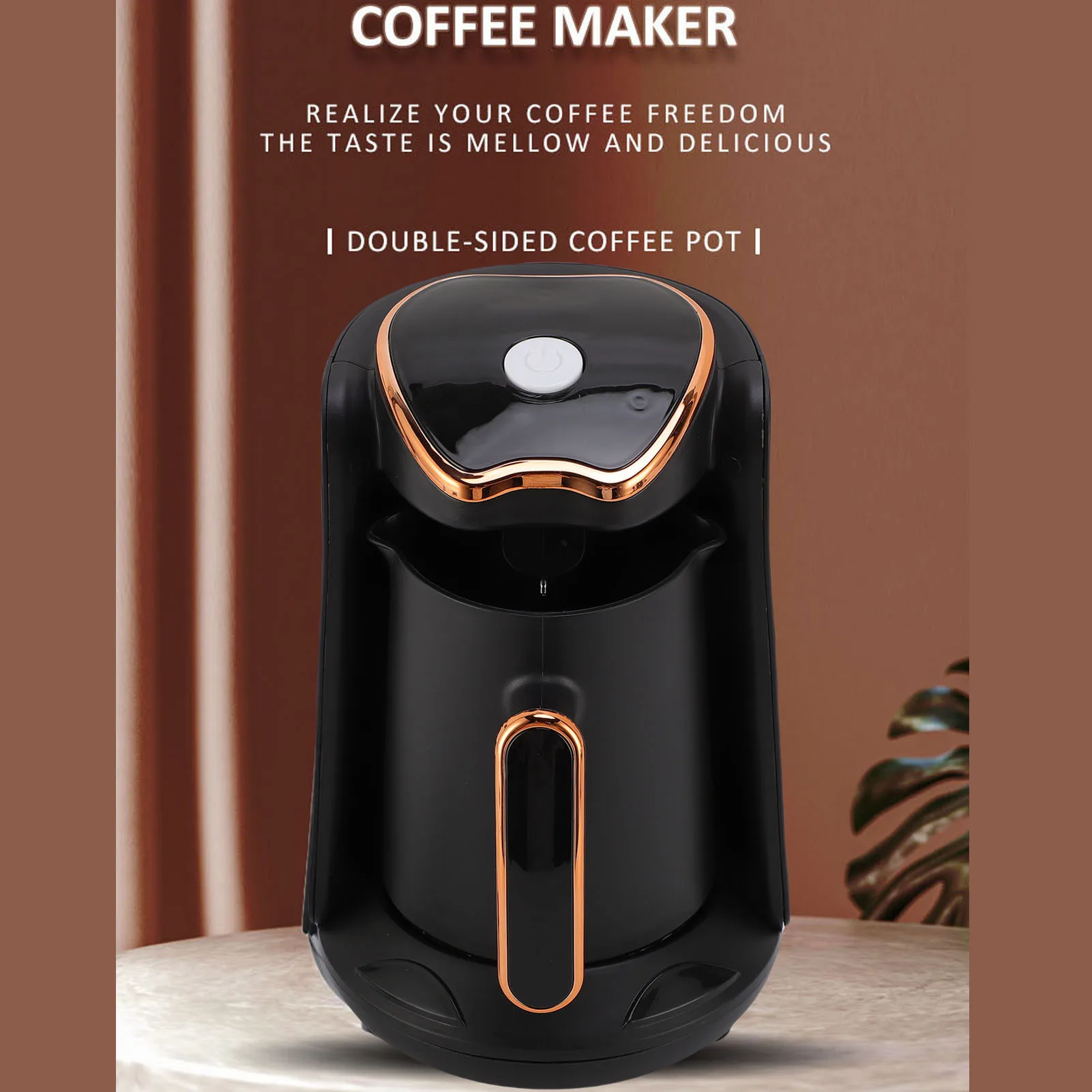 Türkische Kaffeemaschine, 600 W, 4 Tassen, Anti-Überlauf, Anti-Trockenbrennung, tragbare türkische Kaffeemaschine für Zuhause, automatische Kaffeemaschine Image