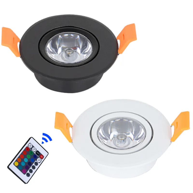 LED Spot Licht Downlight RGB 3W Dimmbare DC12V Einbau LED Decke Schrank Vitrine Lampe 220V Led-lampe Mit Fernbedienung