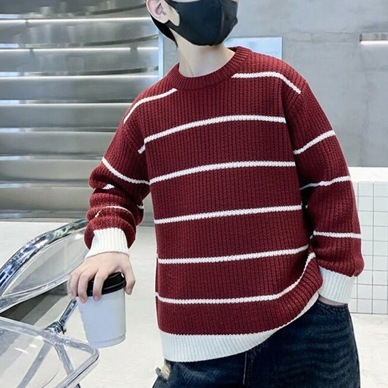 Toddler Boys' Sweater Stripe Long Sleeve Crewneck Casual Fashion Red Fall Clothes 1-3 Years