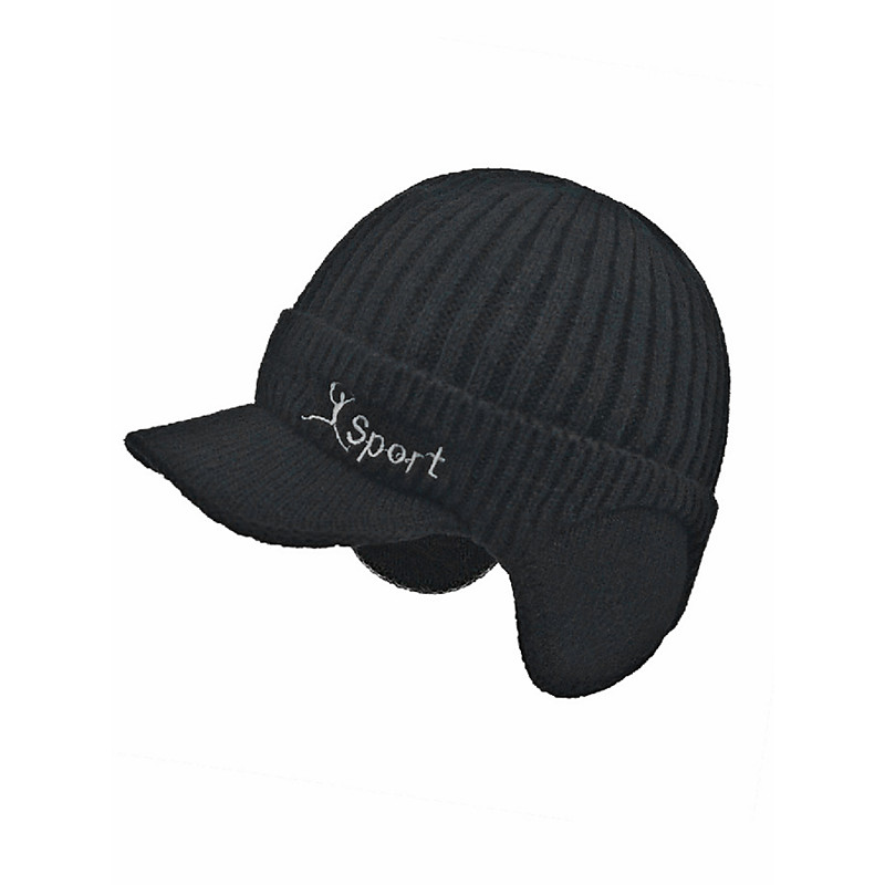 Men's Knit Earflap Hat – Multiple Colors, Polyester Knit Material, Warm and Comfortable for Winter Sports and Outdoor Activities