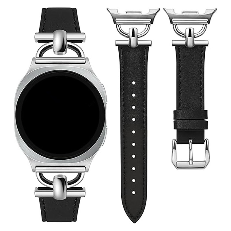 Watch Band for Samsung Galaxy Watch 8 40/44mm Watch 8 Classic 46mm Watch 6 Classic 43/47mm Watch 5 Pro 45mm Watch 4 Classic 42/46mm PU Leather Replacement Strap Adjustable Sport Band Modern Buckle