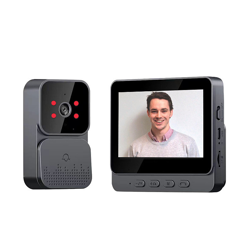 Wireless Visual Doorbell with Screen 4.3 Inch IPS Screen 2.4G Wireless Smart High-definition Video ing Intelnt Doorbell for Villa Home Office Apartment