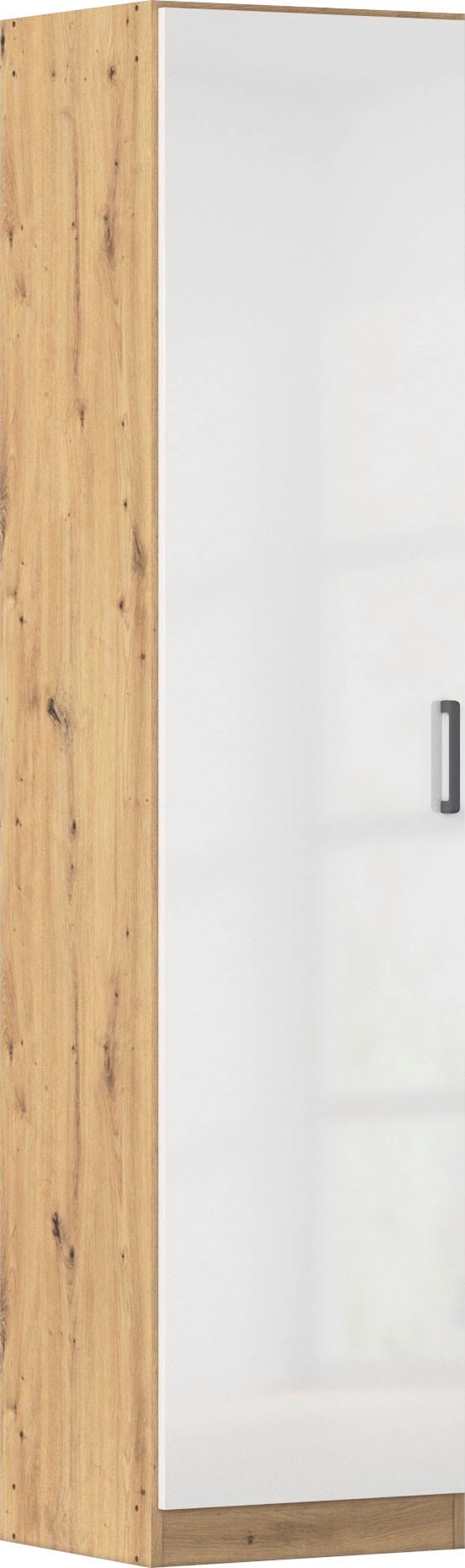Mehrzweckschrank RAUCH "Garderobe Kleiderschrank Schrank Schuhschrank Putzschrank MINOSA", eiche artisan, hochglanz weiß, griffe graumetallic, B:47cm H:210cm T:41cm, Holzwerkstoff, Schränke, Mehrzweckschrank, In 4 Breiten mit vielen Einlegeböden für...