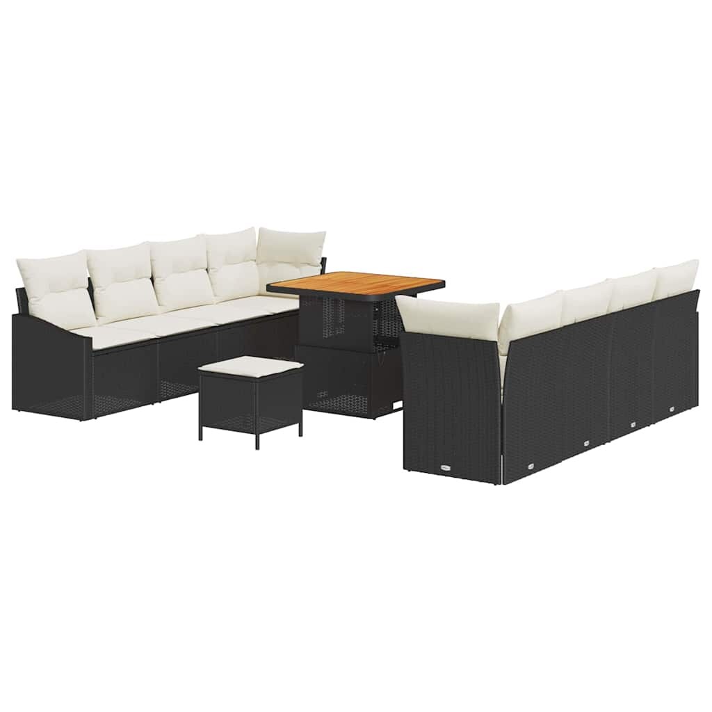 vidaXL Garten-Sofa-Set mit Kissen 11 pcs Schwarz Poly Rattan Image
