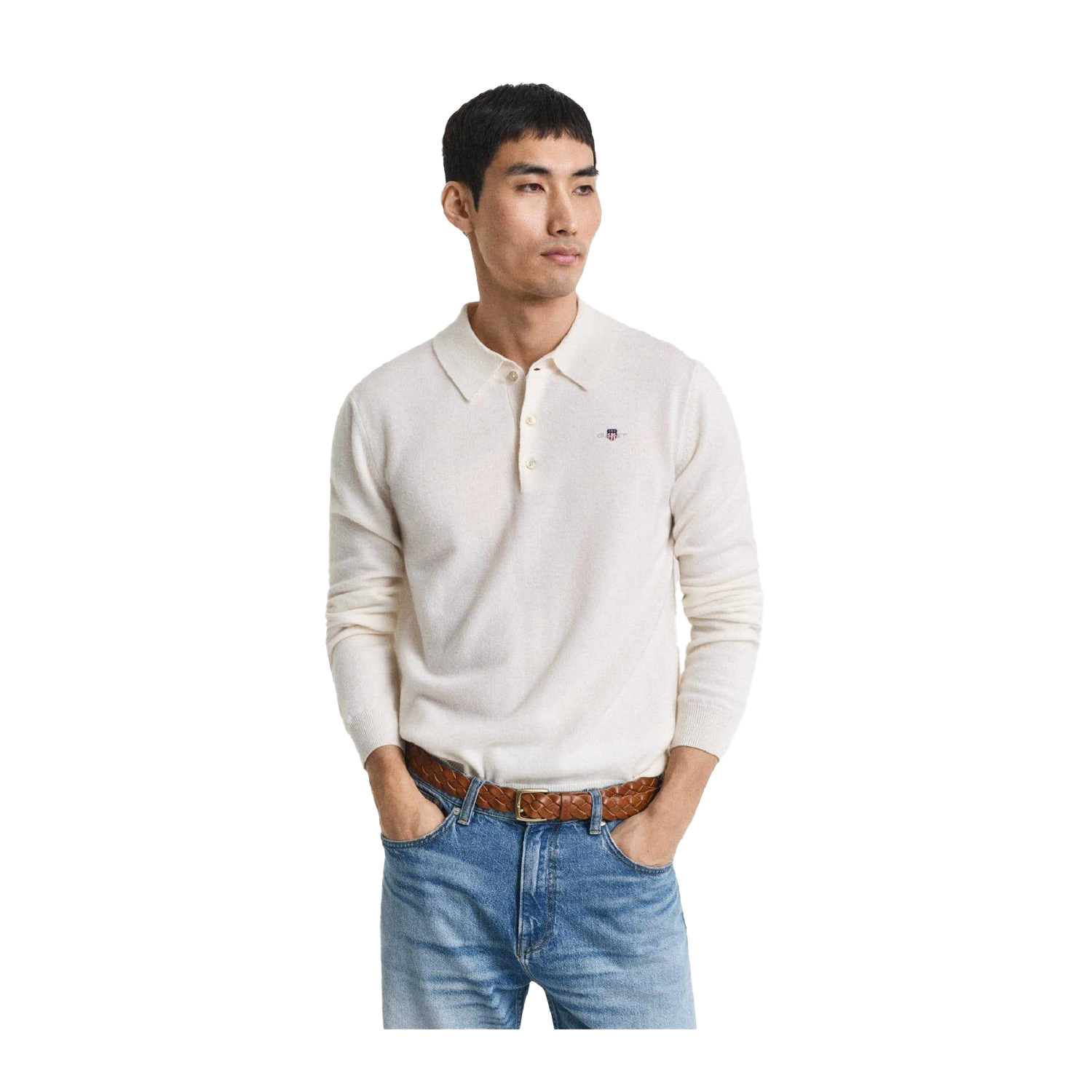 Gant - "Superfine" Poloshirt für Herren, Schafwolle (Cremefarbe) Image