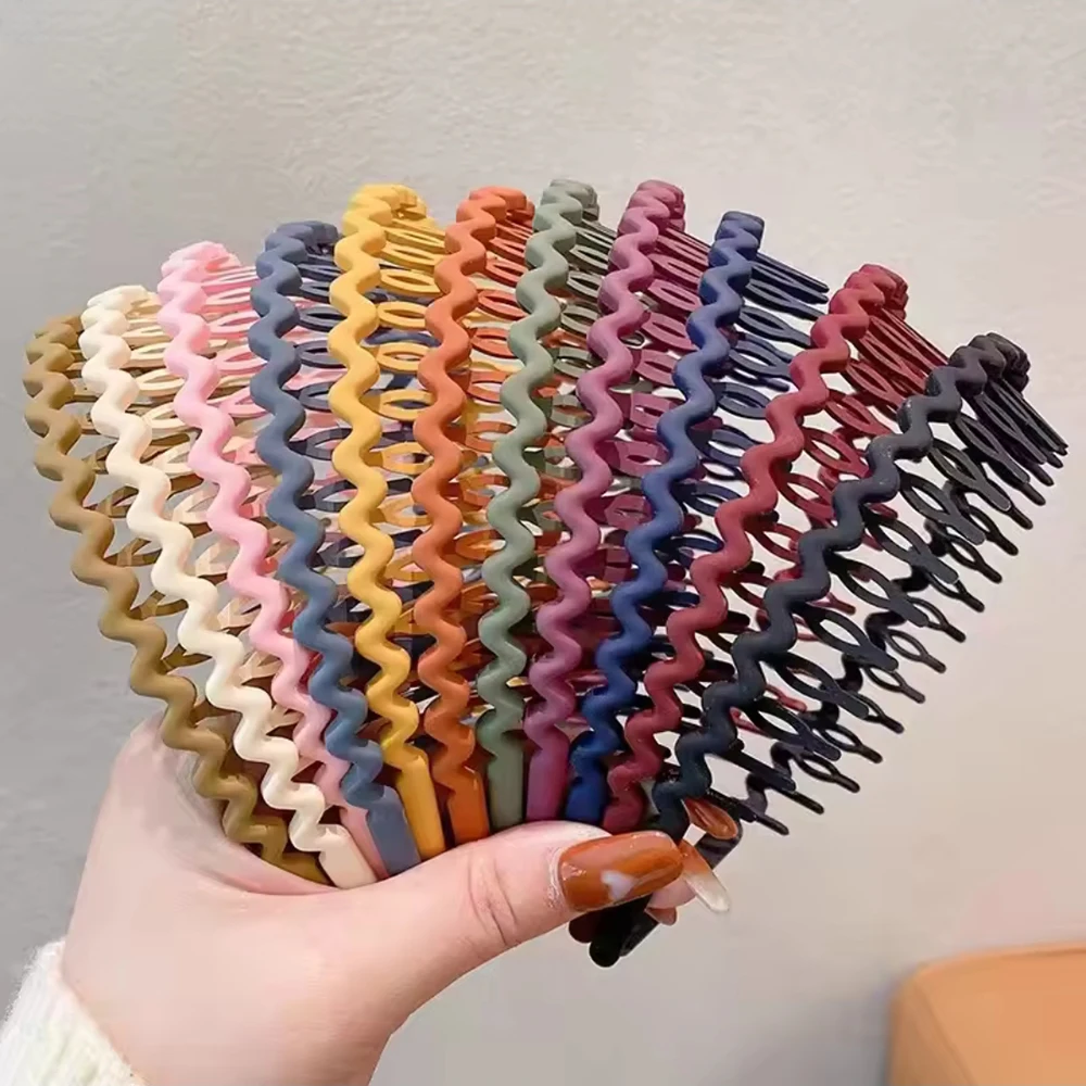3 Stück modische rutschfeste Haarbänder für Damen und Herren, einfaches Stirnband, Gesichtswäsche, Haarband, Wellenform, Haarband, Haar-Accessoires Image