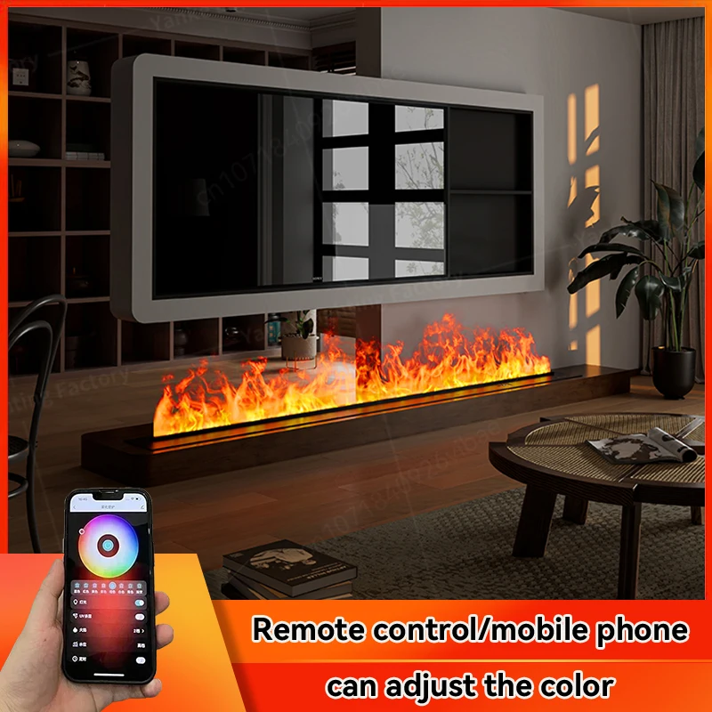 3D Wasser Elektrischer Kamin Nebelkamin Eingebetteter realistischer Nebelflamme Fernbedienung APP Innendekoration Dampfkamin Image