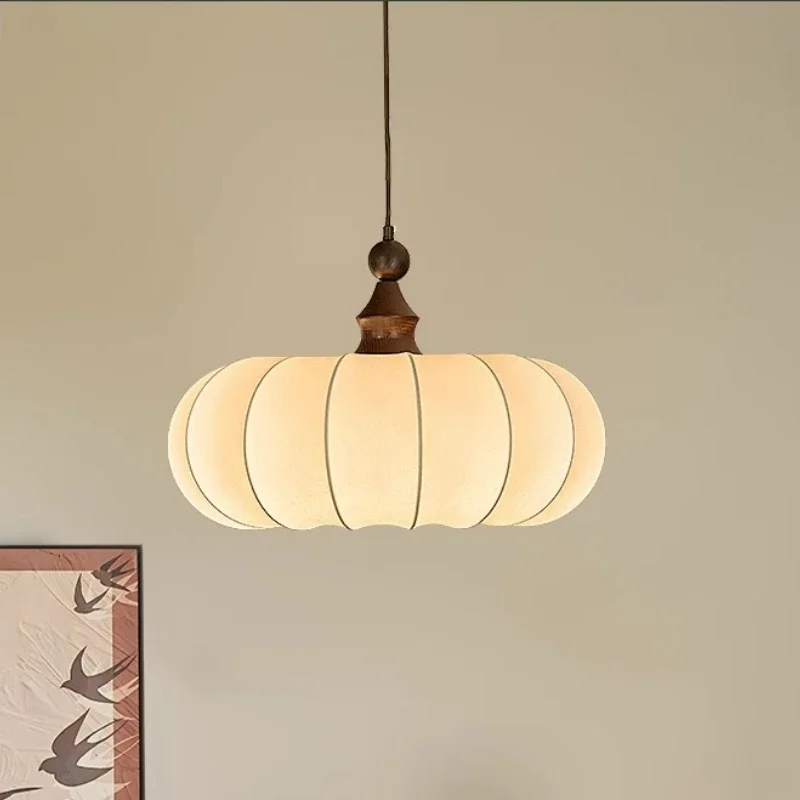 Retro Stoff Pendelleuchten Vintage Holz Kronleuchter Traditionelles Restaurant Hotel Klassische Hängelampe Wohnzimmer Led-leuchten