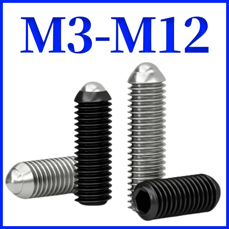 M3 M4 M5 M6 M8 M10 M12 304 Edelstahl Innensechskant Innensechskant-Kugelstößel-Set-Schraube Güteklasse 12,9, schwarze Madenschraube Image