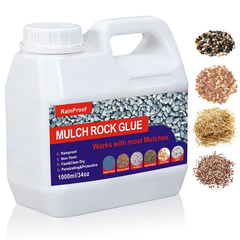 500/1000 ml Kiesbinder-Mulch-Kleber für Landschaftsbau, für Kieselsteine, Holz und Rinde, verbessert und lang, wasserdicht, schnell trocknend