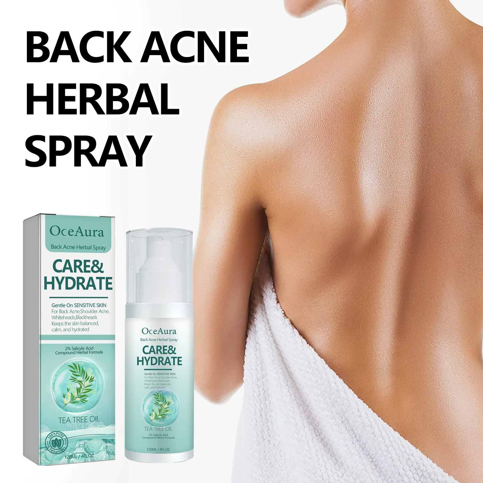 Herbal Acne Remover Spray Back Shoulder Pimple Treatment Blackhead Anti Mites Oil Control Repair Smooth Skin Care Beauty Health