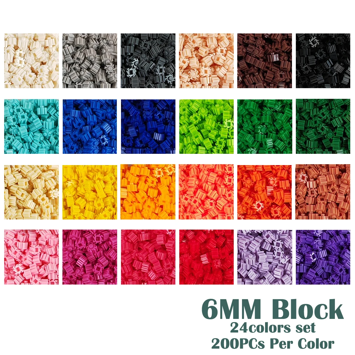 2400/4800PCs 6*6mm 24 Farbe 200PCs/farbe Pixel Kunst Puzzle Bausteine DIY 3D kleine Ziegel Puzzle Spielzeug Für Kinder Spaß Image