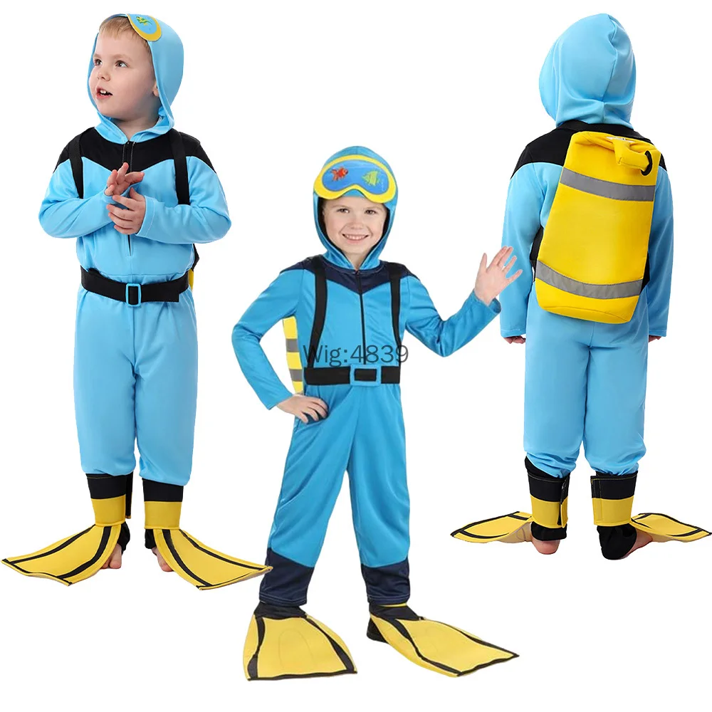 Kinder Cosplay Tauchen Overall Anzug Professionelle Rollenspiel Kleidung kinder Overalls Arbeit Uniform Bühne Leistung Kostüme Image