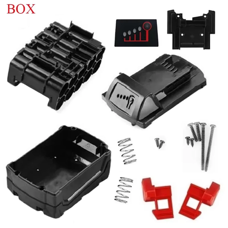 Für M18 Li-Ion Batterie Kunststoff Fall Box Shell Für Milwaukee 18V 6Ah Label Lithium-Batterie Pack Gehäuse Nickel frühling Schlüssel Schraube Image