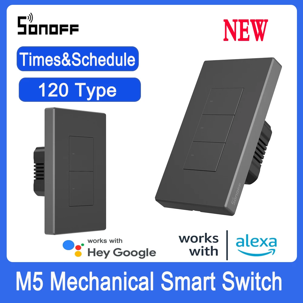 SONOFF M5 SwitchMan WiFi Schalter Smart Wand Schalter 1/2/3Gang Wand Druckschalter 80/86/120mm EU/US/UK ESP32 Funktioniert mit Alexa Image
