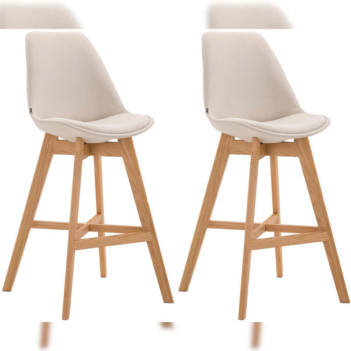 DELUKE 2er Set Barhocker DUMIR - Stoff Creme 48x56x112 cm | Barstuhl Mit Lehne Tresenhocker Tresenstuhl Kneipenhocker Kneipenstuhl Image