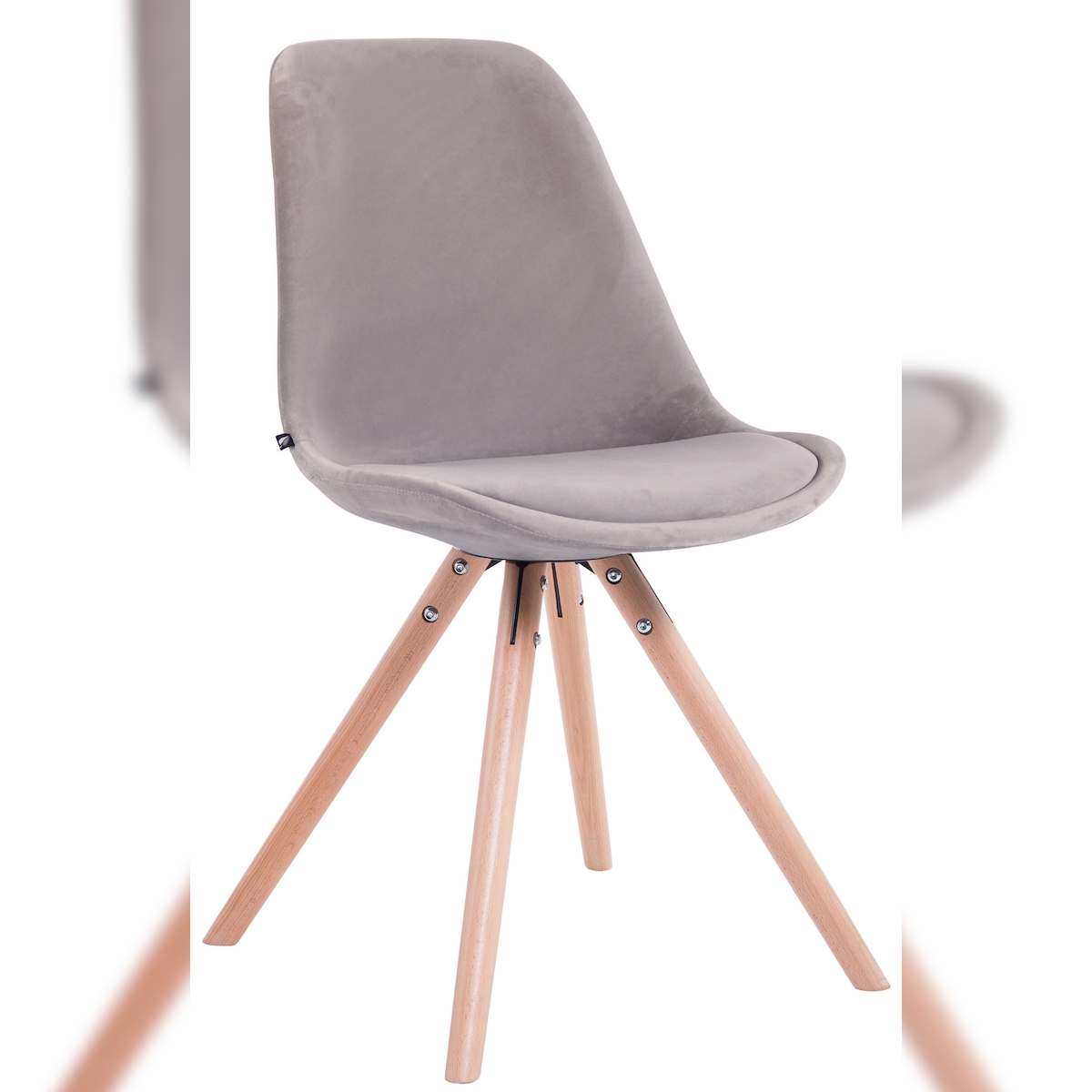 DELUKE Besucherstuhl TAIPEI - Samt Grau 48x56x84 cm | Besucherstühle Konferenzstuhl Wartezimmerstuhl Bürostühle Bürostuhl Konferenzraum Wartezimmer Image