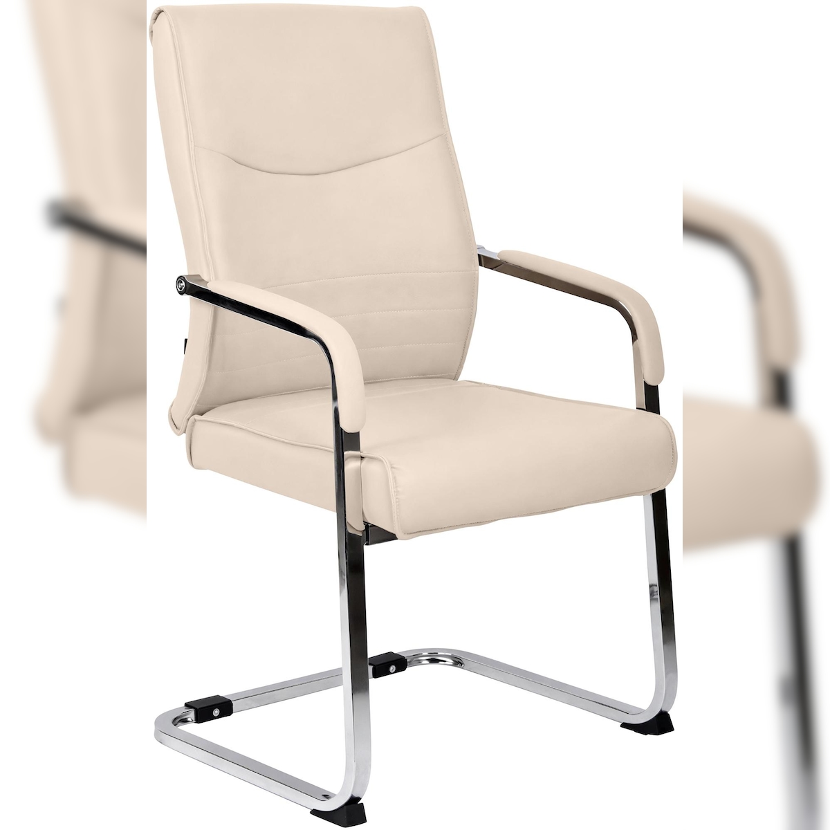 DELUKE Besucherstuhl SKOPJE - Kunstleder Creme 55x60x88 cm | Besucherstühle Konferenzstuhl Wartezimmerstuhl Bürostühle Bürostuhl Konferenzraum Wartezimmer Image